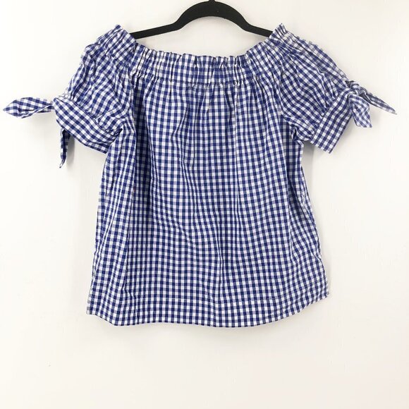 ✅ J. CREW FLIRTY GINGHAM PLAID CHECKS OVERSIZED SHIRT 00 Blue/White - Picture 2 of 7